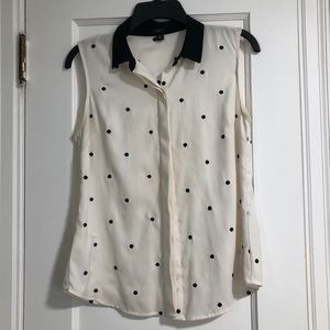 Ann Taylor Polka Dot Black and White Sleeveless Blouse - Size Small Petite